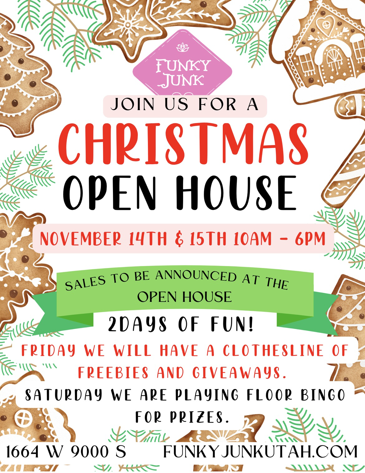 Funky Junk Christmas Open House Poster